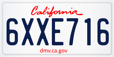 CA license plate 6XXE716