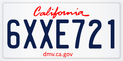 CA license plate 6XXE721