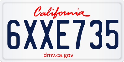 CA license plate 6XXE735