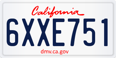 CA license plate 6XXE751