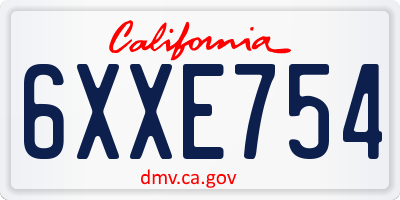 CA license plate 6XXE754