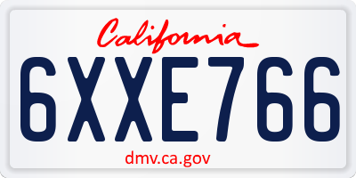 CA license plate 6XXE766