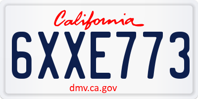 CA license plate 6XXE773