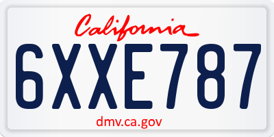 CA license plate 6XXE787