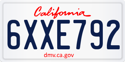 CA license plate 6XXE792