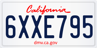 CA license plate 6XXE795