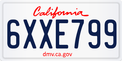 CA license plate 6XXE799