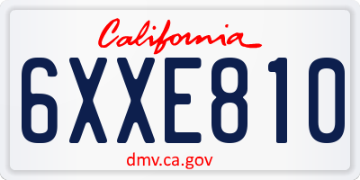 CA license plate 6XXE810