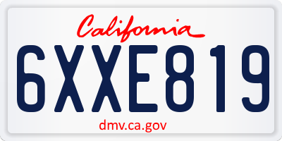 CA license plate 6XXE819