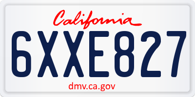 CA license plate 6XXE827