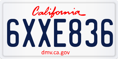 CA license plate 6XXE836