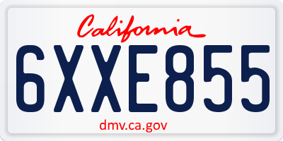 CA license plate 6XXE855