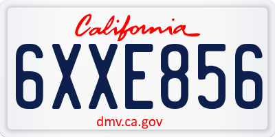 CA license plate 6XXE856