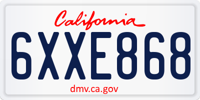 CA license plate 6XXE868