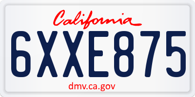 CA license plate 6XXE875
