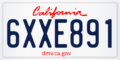 CA license plate 6XXE891