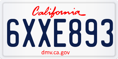 CA license plate 6XXE893