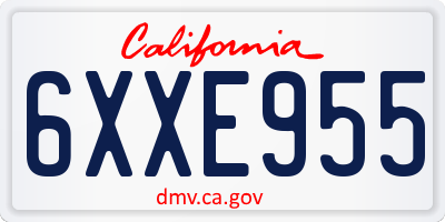 CA license plate 6XXE955