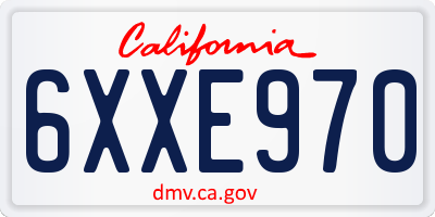 CA license plate 6XXE970