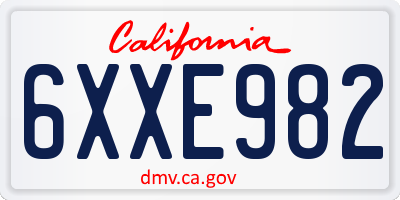 CA license plate 6XXE982