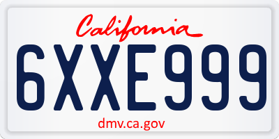 CA license plate 6XXE999