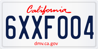 CA license plate 6XXF004