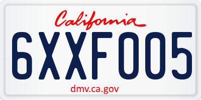 CA license plate 6XXF005