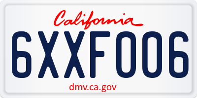 CA license plate 6XXF006