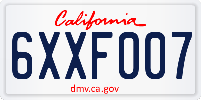 CA license plate 6XXF007