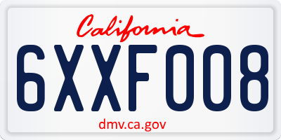 CA license plate 6XXF008