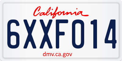 CA license plate 6XXF014