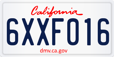 CA license plate 6XXF016