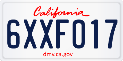 CA license plate 6XXF017