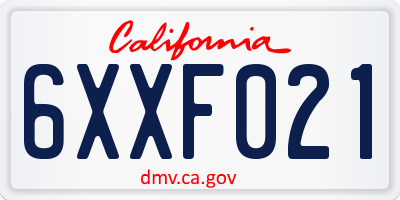 CA license plate 6XXF021