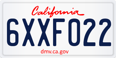 CA license plate 6XXF022