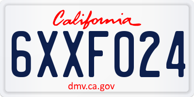 CA license plate 6XXF024