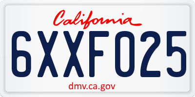 CA license plate 6XXF025