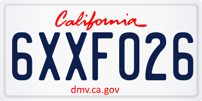 CA license plate 6XXF026