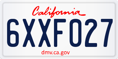 CA license plate 6XXF027