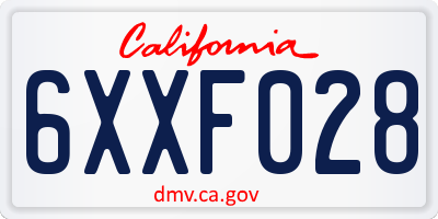 CA license plate 6XXF028