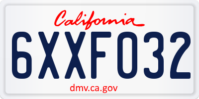 CA license plate 6XXF032