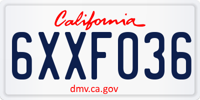 CA license plate 6XXF036