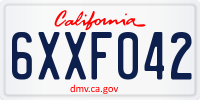 CA license plate 6XXF042