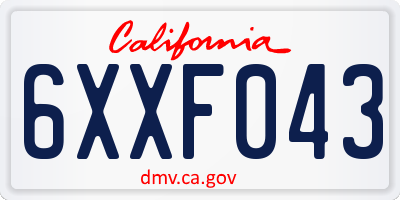 CA license plate 6XXF043