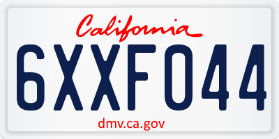 CA license plate 6XXF044