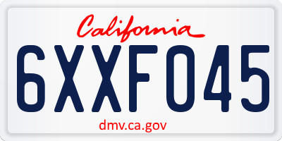 CA license plate 6XXF045