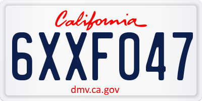 CA license plate 6XXF047