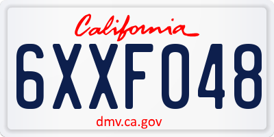 CA license plate 6XXF048
