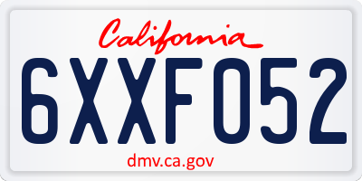 CA license plate 6XXF052