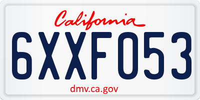 CA license plate 6XXF053